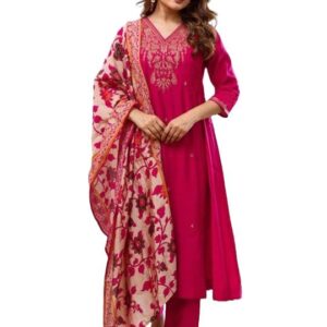 brand: klosia klosia women embroidery straight kurta and pant set with dupataa