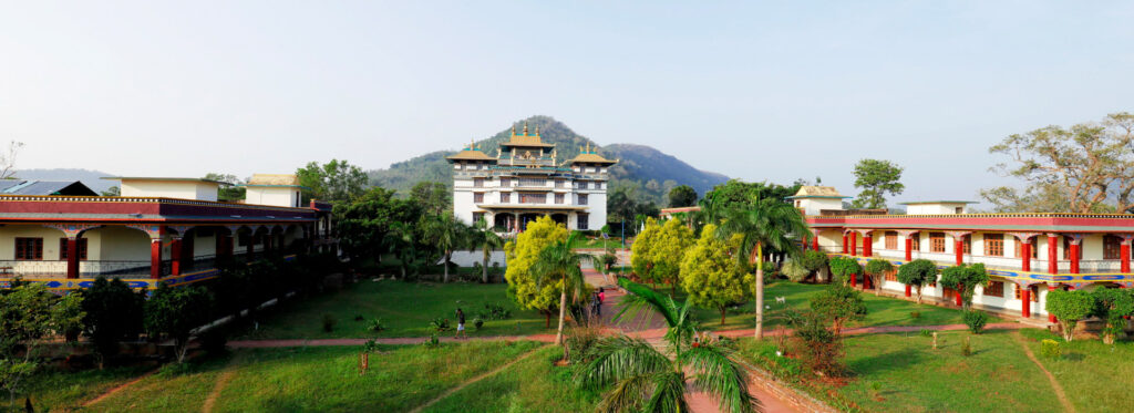 Prayer hall at Chandragiri Odisha Tibetan Buddhist monastery